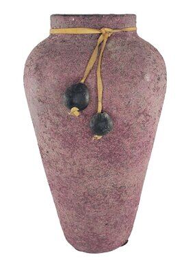 Raku Style Large Vase Rough Spackled Texture Leather Strap
